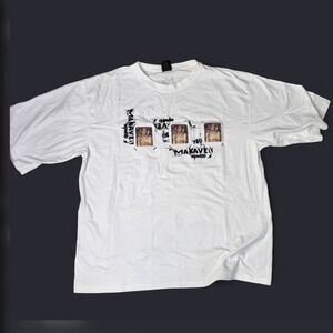 Y2K Makaveli Tupac Graphic T Shirt Oversized 5X Hologram Hip Hop Streetwear 2pac
